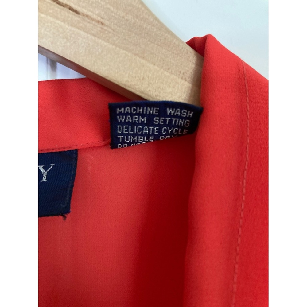Vtg Givenchy for Chesa Red Short Sleeve‎ Button-Down Blouse Size 6 Classic Sheer - Picture 4 of 9